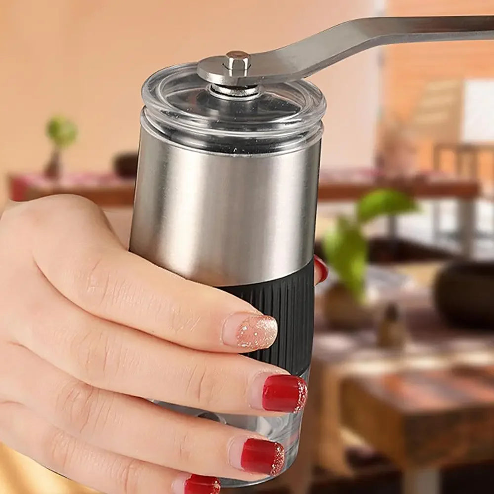 Manual Coffee Grinder Adjustable Burr Hand Coffee Grinder Black-3