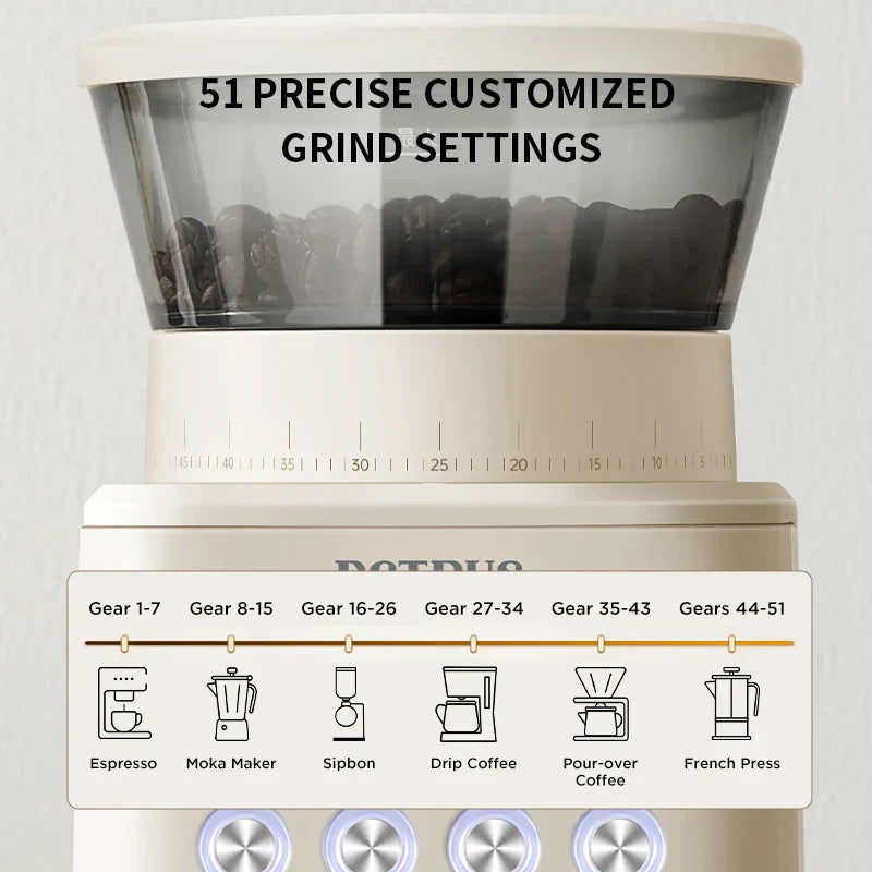 Electric Coffee Bean Grinder with 51 Precise Settings-1