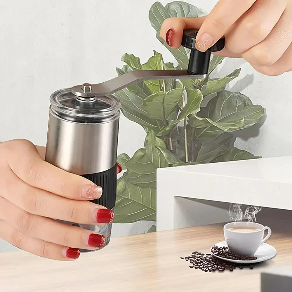 Manual Coffee Grinder Adjustable Burr Hand Coffee Grinder Black-1