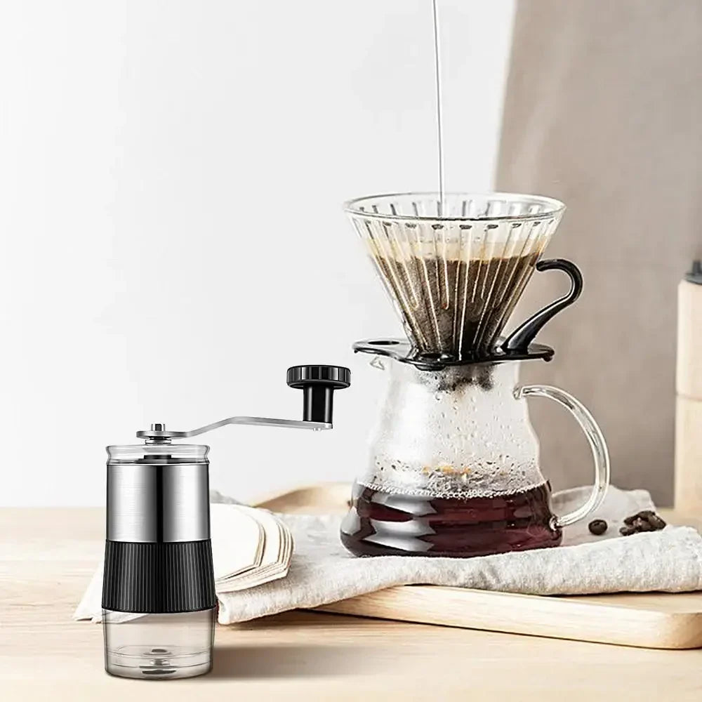 Manual Coffee Grinder Adjustable Burr Hand Coffee Grinder Black-2